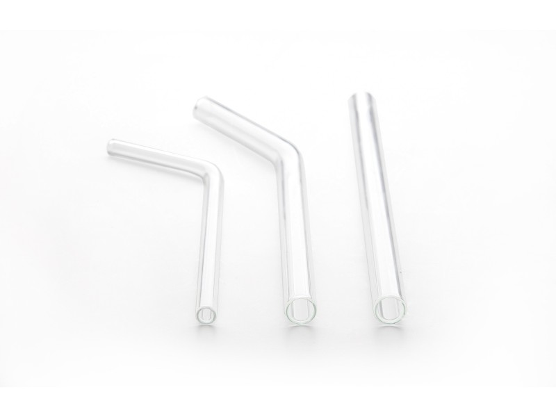 4pcs White Glass Reusable Straws With Curved Shape And Heat