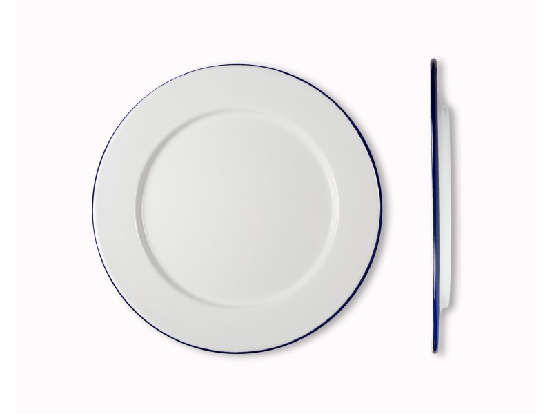Enamel Dinner Plate White/Blue 12 pcs